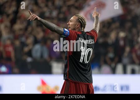 Toronto, Canada. 18 mai 2024. Federico Bernardeschi #10 célèbre avoir marqué un but lors du match de la MLS entre Toronto FC et CF Montréal au BMO Field. Scores finaux ; Toronto 5:1 Montréal. (Photo par Angel Marchini/SOPA images/SIPA USA) crédit : SIPA USA/Alamy Live News Banque D'Images
