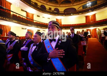 Valencia, Carabobo, Venezuela. 19 mai 2024. 19 mai 2024. Célébration de la première grande journée maçonnique 'Antonio Guzman Blanco'' en l'honneur du 200e anniversaire de la Grande Loge du Venezuela, tenue au théâtre municipal de la ville de Valence, État de Carabobo. Photo : Juan Carlos HernÃndez. (Crédit image : © Juan Carlos Hernandez/ZUMA Press Wire) USAGE ÉDITORIAL SEULEMENT! Non destiné à UN USAGE commercial ! Banque D'Images