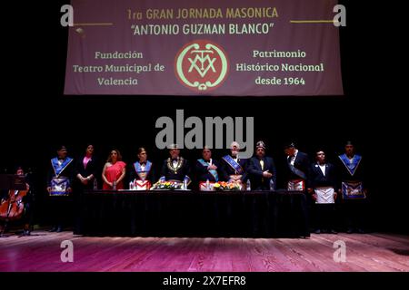 Valencia, Carabobo, Venezuela. 19 mai 2024. 19 mai 2024. Célébration de la première grande journée maçonnique 'Antonio Guzman Blanco'' en l'honneur du 200e anniversaire de la Grande Loge du Venezuela, tenue au théâtre municipal de la ville de Valence, État de Carabobo. Photo : Juan Carlos HernÃndez. (Crédit image : © Juan Carlos Hernandez/ZUMA Press Wire) USAGE ÉDITORIAL SEULEMENT! Non destiné à UN USAGE commercial ! Banque D'Images