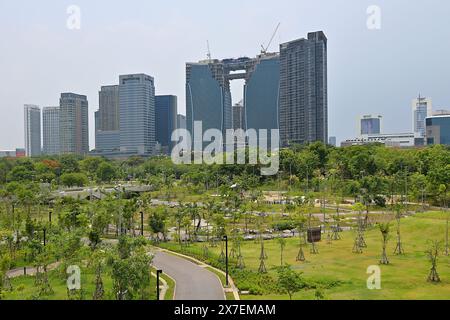 Situé à côté du marché de Chatuchak, le jardin Pupha Mahanatee est une nouvelle extension du parc Queen Sirikit qui dispose d'un jardin de zone humide et écologique Banque D'Images