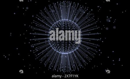 Sphère abstraite avec style plexus reliant les lignes et les points , boule HUD élément. Fond abstrait numérique. Rendu 3D. Banque D'Images