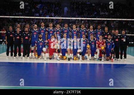 Orléans, France. 18 mai 2024. Équipe de France lors du match amical international de volleyball entre la France et les pays-Bas le 18 mai 2024 au Co'met Arena d'Orléans. Photo Laurent Lairys/ABACAPRESS. COM Credit : Abaca Press/Alamy Live News Banque D'Images