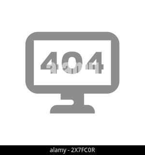 Moniteur de l'ordinateur et erreur 404. Icône de vecteur de message de problème et d'échec. Illustration de Vecteur
