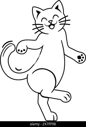 Chat Kitten animal animal Dancing Mascot Design icône Illustration de Vecteur