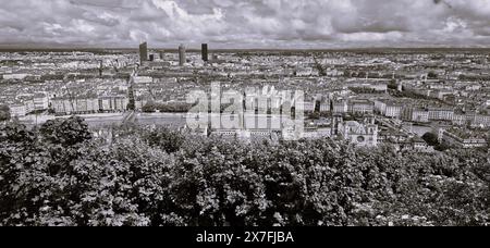 Vue générale de Lyon depuis la basilique de Fourvière, Lyon, France Banque D'Images