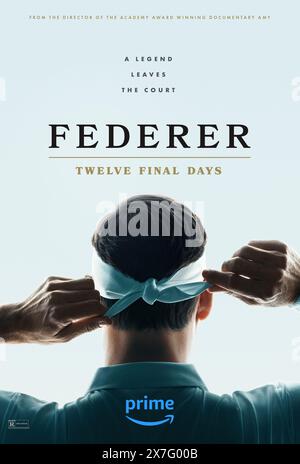 Federer : Two final Days (2024) réalisé par Asif Kapadia et Joe Sabia avec Roger Federer, Rafael Nadal et Novak Djokovic. Documentaire sur les 12 derniers jours de la carrière de Roger Federer alors qu’il joue son tournoi final. Affiche teaser.***USAGE ÉDITORIAL UNIQUEMENT*** crédit : BFA / Amazon MGM Studios Banque D'Images