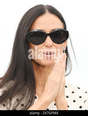 Cannes, France. 20 mai 2024. L’actrice américaine demi Moore assiste à l’appel photo pour la substance au 77e Festival de Cannes, en France, le lundi 20 mai 2024. Photo de Rune Hellestad/ crédit : UPI/Alamy Live News Banque D'Images