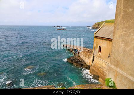 L'ancienne station de sauvetage, Lizard point, Cornouailles, West Country, Angleterre Banque D'Images