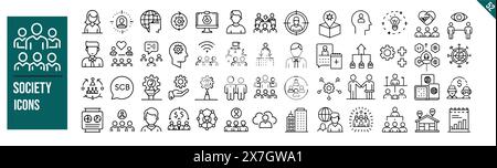 Ensemble d'icônes de ligne de société. Collection d'icônes de contour fin. Illustration vectorielle. Contour modifiable. Illustration de Vecteur