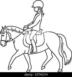 Jeune cavalier trottant sur un petit poney. Illustration vectorielle Illustration de Vecteur