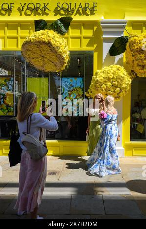 Londres, Royaume-Uni, le thème des années 2024 est «Fêtes florales», célébrant deux des choses pour lesquelles Chelsea est le plus célèbre : le patrimoine botanique et la nourriture fabuleuse. Le spectacle d'art floral alternatif transforme les rues de Chelsea à partir du 20-26 mai, avec des expositions faites de fleurs fraîches. Produit par Cadogan, en association avec la Royal Horticultural Society (RHS), le concours annuel continue de croître d’année en année, avec les meilleurs détaillants, restaurants et hôtels de Chelsea qui s’ornent de designs créatifs, en compétition pour les prix convoités. Banque D'Images