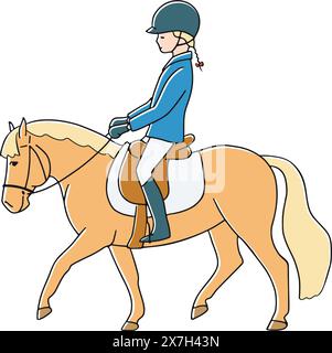 Jeune fille trottant sur un petit poney. Illustration vectorielle Illustration de Vecteur