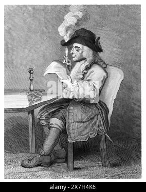 Illustration en noir et blanc : 'le politicien'. Gravure d'après William Hogarth (1697 - 1764) Banque D'Images