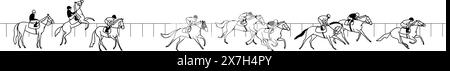 Illustration vectorielle modifiable du départ de la course de chevaux à l'hippodrome Illustration de Vecteur