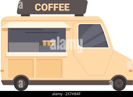 Vecteur de conception plat d'un camion de café, parfait pour les thèmes de service alimentaire Illustration de Vecteur