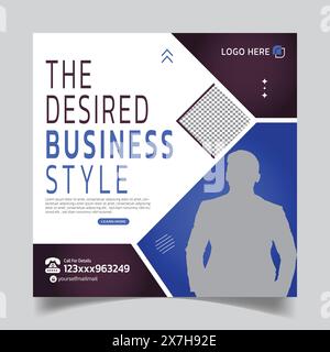 Conception de poste d'affaires de médias sociaux modernes et propres ou modèles de poste d'affaires Illustration de Vecteur