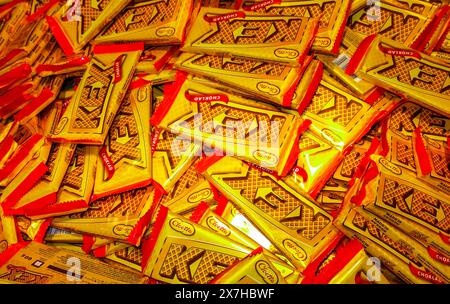 Texture de biscuit mélangé AU CHOCOLAT KEX avec sucré au chocolat qui peut être utilisé comme collation à l'extérieur Banque D'Images