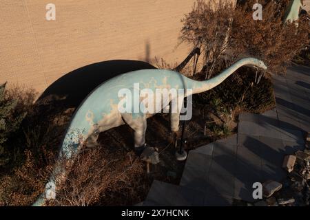 Modèle grandeur nature d'un Diplodocus dans le jardin des dinosaures. Musée d'histoire naturelle de l'Utah Field House. Vernal, Utah. Banque D'Images