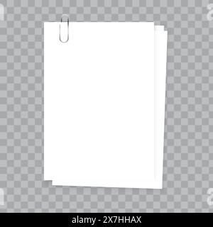 Icône feuilles de papier. Détail d'arrière-plan transparent. Fournitures de bureau. Illustration vectorielle. Papeterie vierge. Illustration de Vecteur