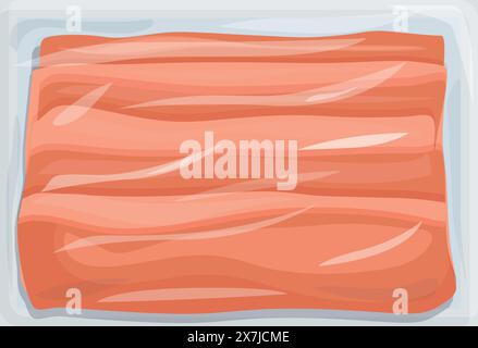 Représentation graphique de filets de saumon dans des emballages emballés sous vide, isolés sur blanc Illustration de Vecteur