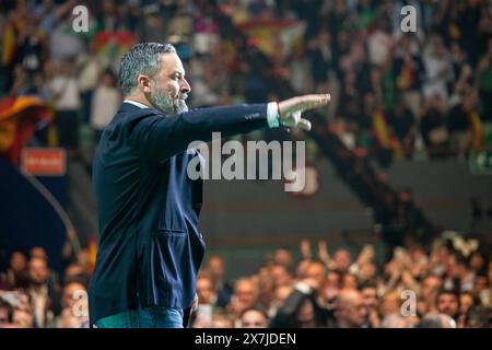 Madrid, Espagne. 19 mai 2024. Santiago Abascal, leader du parti d’extrême droite VOX lors de l’événement Europa Viva 2024 organisé par le parti politique espagnol VOX au palais Vistalegre à Madrid et auquel ont participé diverses personnalités de l’extrême droite internationale. (Photo de David Canales/SOPA images/SIPA USA) crédit : SIPA USA/Alamy Live News Banque D'Images