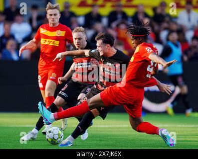 Copenhague, Danemark. 20 mai 2024. Aral Simsir du FC Midtjylland et Adamo Nagalo du FC Nordsjaelland lors du match de Superliga entre le FC Nordsjaelland et le FC Midtjylland à Right to Dream Park à Farum, lundi 20 mai 2024. (Photo : Liselotte Sabroe/Ritzau Scanpix) crédit : Ritzau/Alamy Live News Banque D'Images