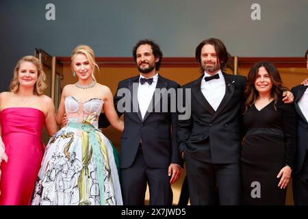 Ruth Treacy, Maria Bakalova, Ali Abbasi, Sebastian Stan et Amy Baer assistent à la première de 'The Apprentice' lors du 77ème Festival de Cannes au Palais des Festivals de Cannes, France, le 20 mai 2024. Banque D'Images