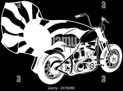 moto en ligne blanche sur fond noir Illustration de Vecteur