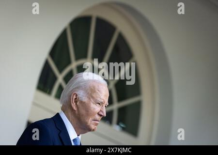 Washington, États-Unis. 20 mai 2024. Le Président Joe Biden lors d’une réception célébrant le mois du patrimoine juif américain dans la roseraie de la Maison Blanche le 20 mai 2024 à Washington DC, le Président a réitéré son soutien au peuple juif à la suite des attentats terroristes du 7 octobre. (Photo de Samuel Corum/Pool/ABACAPRESS. COM) crédit : Abaca Press/Alamy Live News Banque D'Images