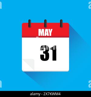 Icône calendrier. Rouge et blanc. Mai 31. Illustration vectorielle. Illustration de Vecteur