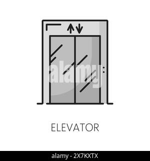 Icône d'ascenseur pour l'immobilier, la vente de maison et les affaires de location de maison, ligne de couleur vectorielle. Appartements immobiliers installation ou équipement de propriété résidentielle d'ascenseur pour agent de vente de propriété commerciale Illustration de Vecteur