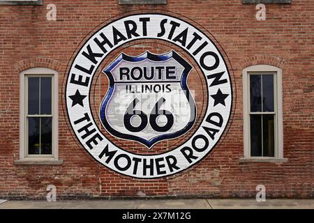 Murale route 66 The Mother Road à Elkhart, Illinois Banque D'Images