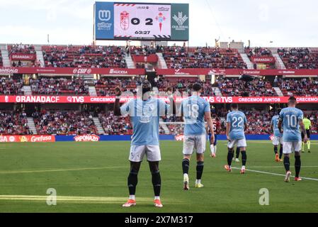 Grenade, Grenade, Espagne. 19 mai 2024. Jonathan Bamba célèbre son but lors du match de Liga entre Grenade CF - RC Celta de Vigo au Nuevo Los CÃrmenes Stadium le 19 mai 2024 à Grenade, Espagne. (Crédit image : © José M. Baldomero/Pacific Press via ZUMA Press Wire) USAGE ÉDITORIAL SEULEMENT! Non destiné à UN USAGE commercial ! Banque D'Images