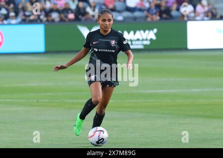 L'attaquante d'Angel City Alyssa Thompson (21 ans) dribble le ballon lors d'un match de football de la NWSL, dimanche mai. 12 décembre 2024, à Los Angeles, Calif. (Kevin Terrell/image of Sport) Banque D'Images