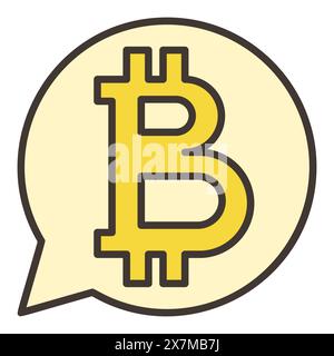 Bitcoin signe dans la parole Bubble vecteur Cryptocurrency concept icône ou signe coloré Illustration de Vecteur