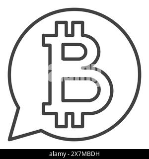 Speech Bubble avec Bitcoin vector Cryptocurrency concept icône ou symbole dans le style de contour Illustration de Vecteur