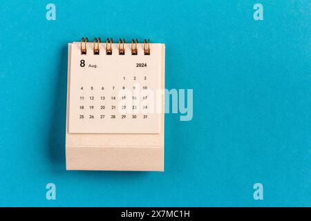 Calendrier de bureau pour août 2024. Calendrier pour la planification du mois Banque D'Images