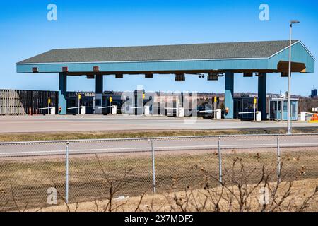 Postes de péage du pont de la Confédération à Borden-Carleton, Île-du-Prince-Édouard, Canada Banque D'Images