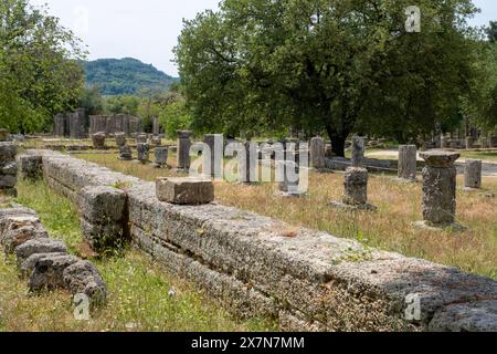 La gymnase. Gymnase, ancienne Olympia., Olympia, Péloponnèse, Grèce. Banque D'Images