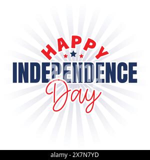 Conception de modèle de typographie Happy Independence Day pour célébrer le 4 juillet. Affiche, bannière, flyer pour l'America Day. Texte du quatrième juillet avec rouge et bleu Illustration de Vecteur