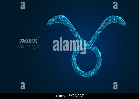 Image futuriste abstraite du signe du zodiaque du Taureau. Caractéristique de l'horoscope astrologique. Illustration vectorielle polygonale ressemble à des étoiles dans le blask Illustration de Vecteur