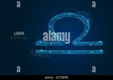 Image futuriste abstraite du signe du zodiaque balance. Caractéristique de l'horoscope astrologique. Illustration vectorielle polygonale ressemble à des étoiles dans le blask Illustration de Vecteur