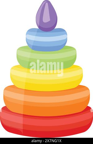 Jouet coloré d'anneaux empilables de bande dessinée Illustration de Vecteur