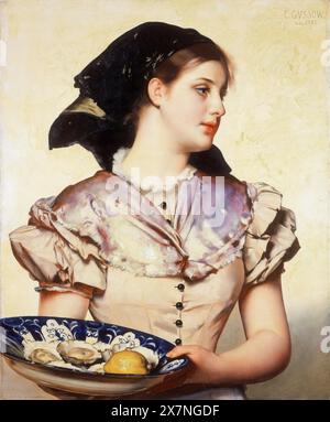 Karl Gussow, The Oyster Girl, portrait peint à l'huile sur panneau, 1882 Banque D'Images