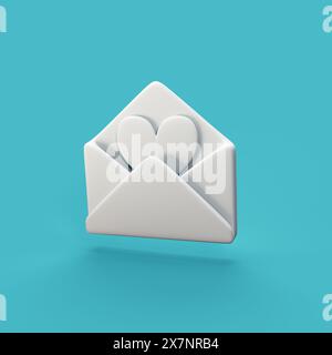 Enveloppe avec coeur - objet d'icône CGI 3d stylisé, pas gen ai Banque D'Images