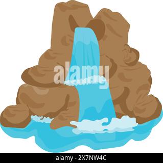 Illustration de la cascade de dessin animé et de la piscine Illustration de Vecteur