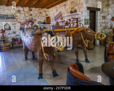 Mai 2024, expositions dans la cave Sterna, vignoble et musée du vin , Kathikas, Chypre. Banque D'Images