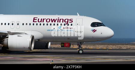 Tenerife, Espagne 4 mai 2024. Eurowings Airbus A320-251N. Image d'un avion d'Eurowings Airlines circulant à Tenerife Banque D'Images