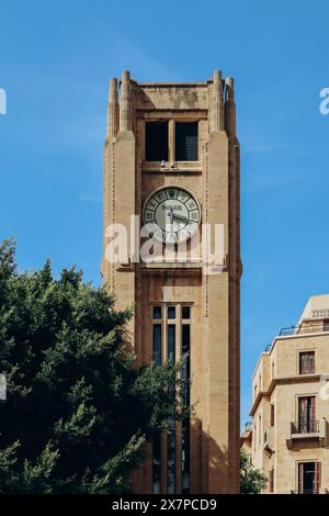 Beyrouth, Liban — 24.04.2023 : Tour de l'horloge Al-Abed (Tour de l'horloge Rolex) dans le quartier central de Beyrouth, centre historique et géographique de Beyrouth Banque D'Images