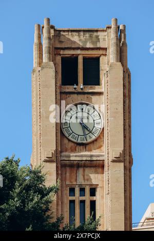 Beyrouth, Liban — 24.04.2023 : Tour de l'horloge Al-Abed (Tour de l'horloge Rolex) dans le quartier central de Beyrouth, centre historique et géographique de Beyrouth Banque D'Images